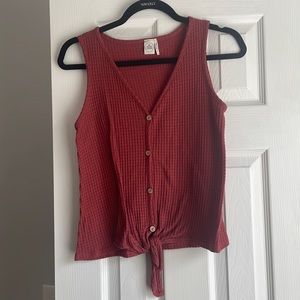 Burnt orange tank top with buttons - size small